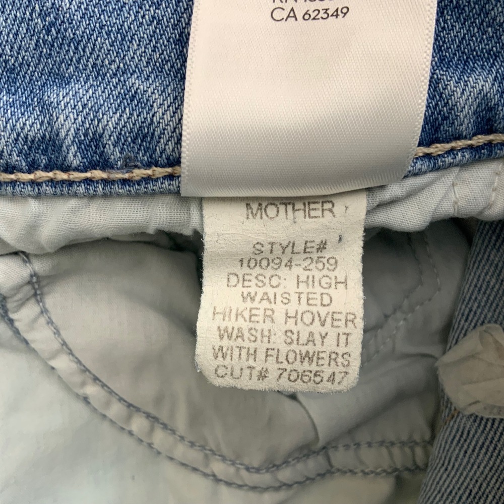 Mother Denim High Waisted Straight Leg Distressed Jeans Blue Medium Wash - Picture 13 of 13